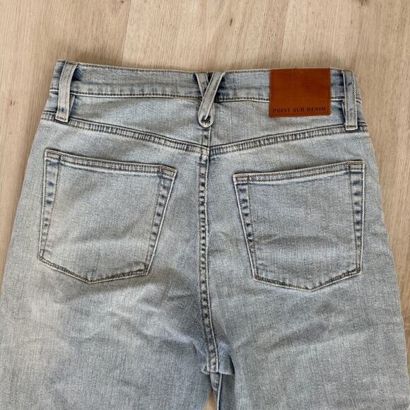 Point Sur J. Crew High Rise Slim Boy Jeans Distressed Patched Cropped Size 27 - Picture 5 of 10